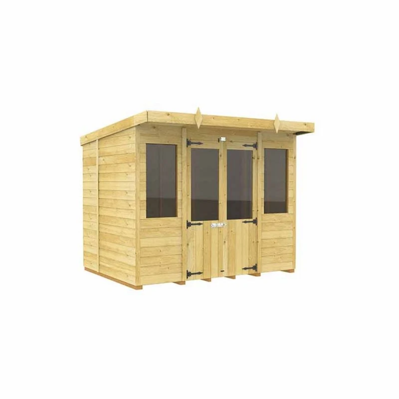 Image of Buttercup Farm 8ft x 5ft Pent Summer House - Wood - L147 x W243 x H201cm in Brown Brown Unisex
