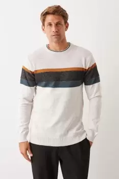 Image of Long Sleeve Chest Stripe Crew Neck Jumper