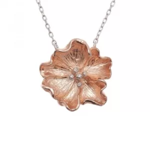 Image of Ladies Olivia Burton Two-Tone Steel and Rose Plate Flower Necklace