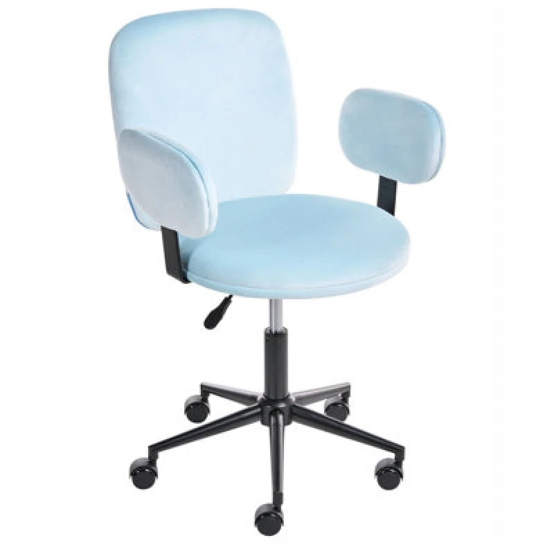 Image of Beliani Desk Chair Moraga Velvet Light Blue