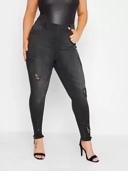 Image of Yours Cat Scratch Hem Grace Jegging - Black, Size 22, Women