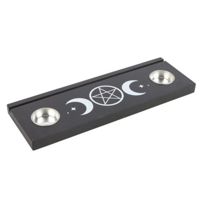 Image of Something Different Something Different Triple Moon Tarot Cards Tealight Holder in Black One Size Unisex 5063574201445