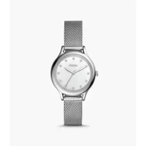 Image of Fossil Womens Laney Three-Hand Stainless Steel Watch - Silver