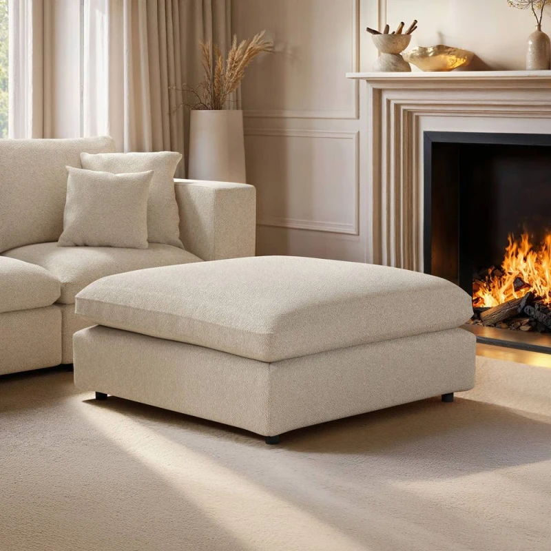 Image of Solace+Co Asher Footstool in Beige Beige Unisex