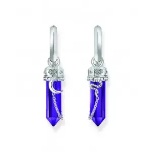Image of Sterling Silver Imitation Amethyst Chain Hoop Earrings CR722-643-13