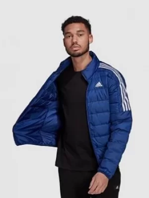 Image of adidas Essential 3 Stripe Down Jacket, Blue, Size L, Men