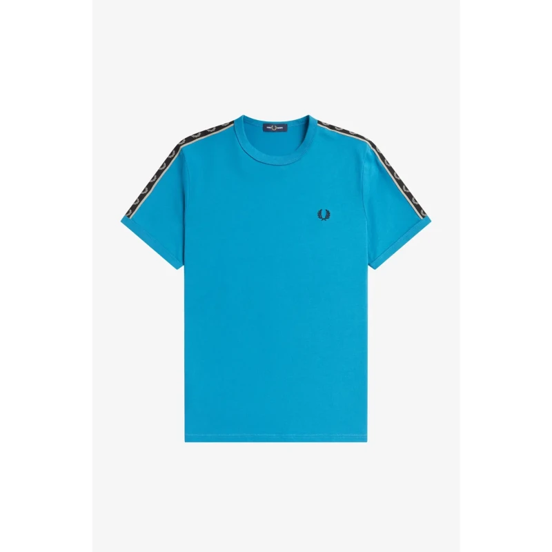 Image of Fred Perry T-Shirt with contrasting trim and stripes Fred Perry Ringer Bleu Male S
