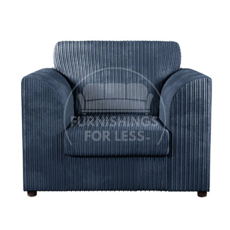 Image of Furnishings For Less UK Luxor Jumbo Cord Navy Blue Fabric Armchair