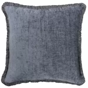 Image of Astbury Chenille Fringed Cushion Graphite / 50 x 50cm / Feather Filled