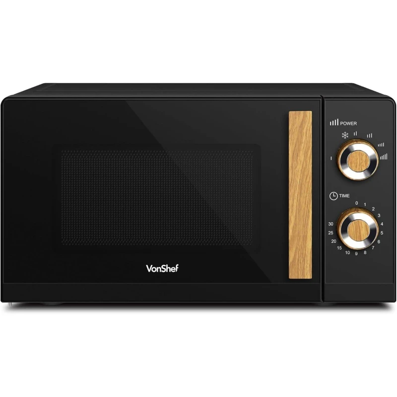 Image of VonShef Fika Black & Wood 20L Microwave Black