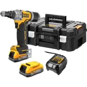 Image of DEWALT DCF414 18v XR Cordless Brushless Riveter Gun 2 x 1.7ah Li-ion Powerstack Charger Case