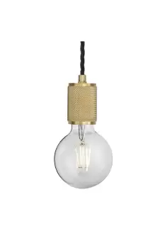 Image of Knurled Edison Pendant Light, 1 Wire, Brass