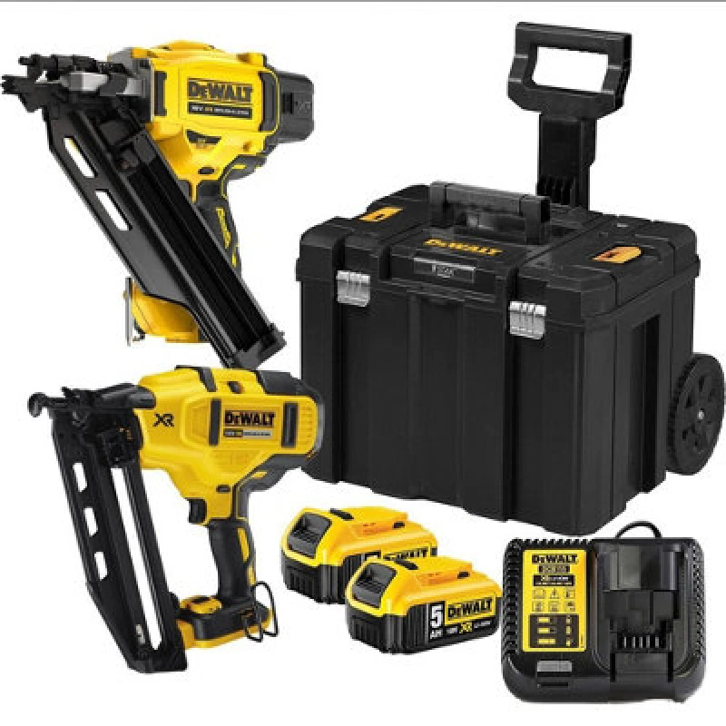 Image of DEWALT DCK246P2T 18v XR Cordless Brushless Nail Gun Twin Pack DCK246P2T Batteries: 2 x 5ah Li-ion