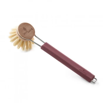 Image of eco living Dish Brush with Replaceable Head - Natural Plant Bristles (FSC 100%) - burgundy
