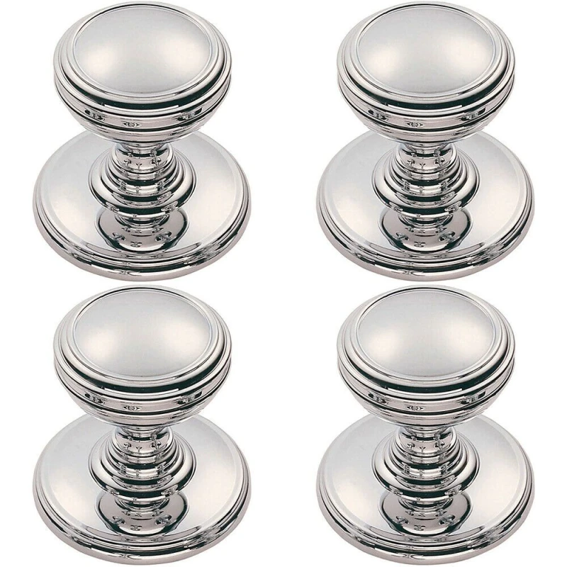 Image of Loops 4x Ringed Tiered Cupboard Door Knob 38mm Diameter Polished Chrome Cabinet Handle Multi unisex