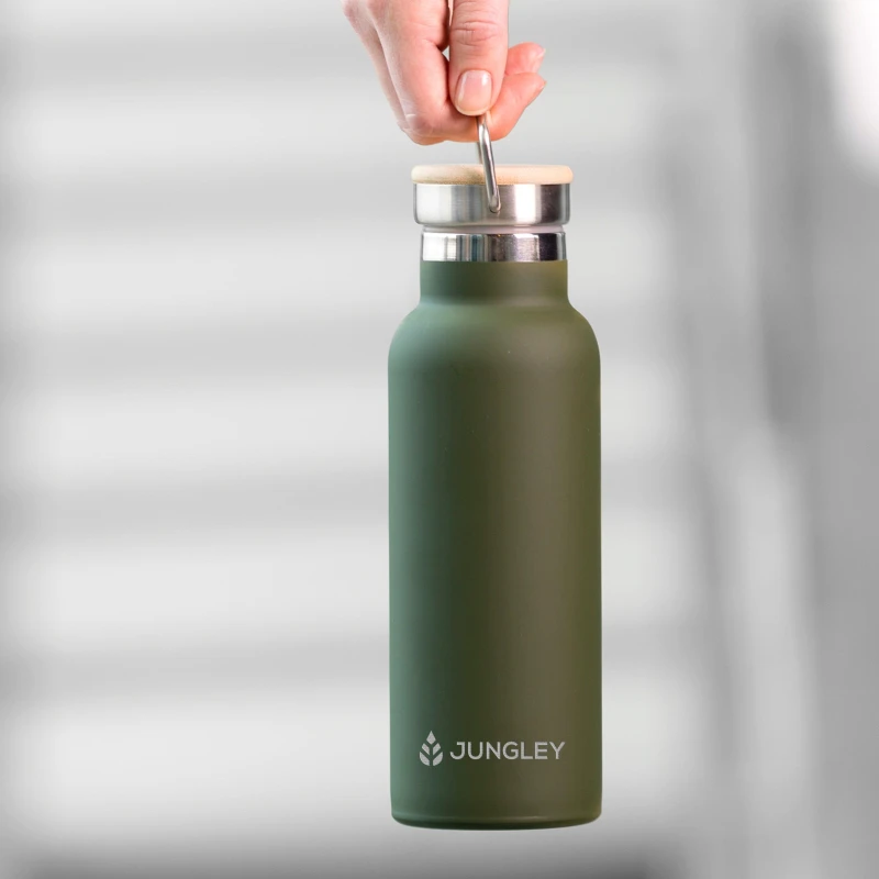 Image of Treat Republic Insulated Water Bottle with Bamboo Lid Green unisex Standard