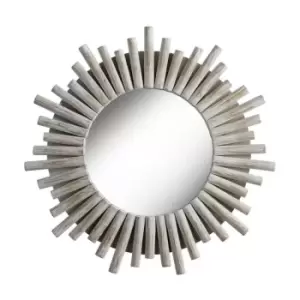Image of Colman Large 75cm Sunburst Hanging Round Wall Mirror - WHITE