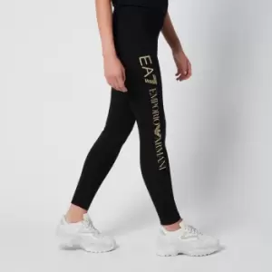 Image of Emporio Armani EA7 Womens Train Shiny Leggings - Black/Light Gold - M