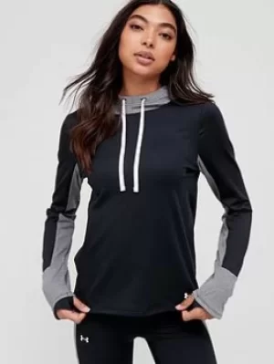 Image of Under Armour Training Training Coldgear Hooded Top, Black/White, Size L, Women