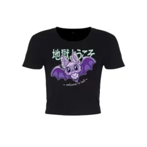 Image of Kawaii Coven Womens/Ladies Welcome To Hell Crop Top (S) (Black/Lilac)