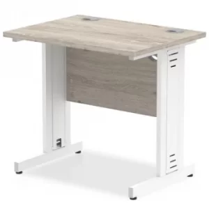 Image of Impulse 800/600 Rectangle White Cable Managed Leg Desk Grey Oak