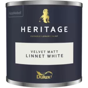 Image of Dulux Heritage Velvet Matt Linnet White Matt Emulsion Paint 125ml
