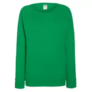 Image of Fruit OF The Loom Ladies Fitted Lightweight Raglan Sweatshirt (240 GSM) (2XL) (Kelly Green)