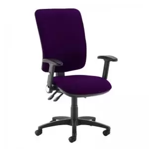 Image of Senza extra high back operator chair with folding arms - Tarot Purple