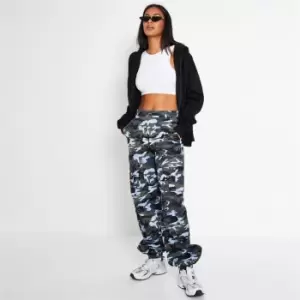 Image of I Saw It First Camo Print Cargo Trousers - Blue