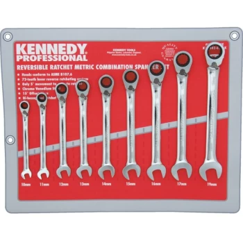 Image of Kennedy-pro - Reversible Combination Spanner Set 9PC