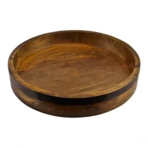 Image of Mango Wood Circular Serving Tray, 38cm