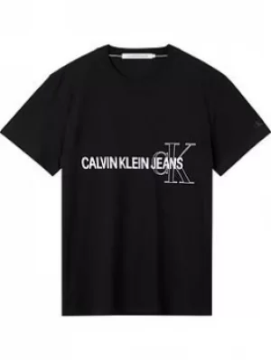 Image of Calvin Klein Jeans Ck Jeans Instiutionalt Seasonal Graphic T-Shirt, Black, Size L, Men