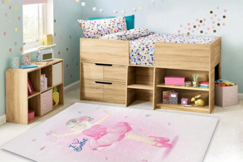 Image of RugsX Bambino 42830 Washing Carpet Ballerina For Children Anti Slip - Pink 80X150 Cm
