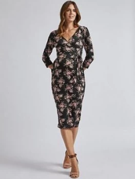 Image of Dorothy Perkins Maternity Split Front Ruched Wrap Dress - Multi