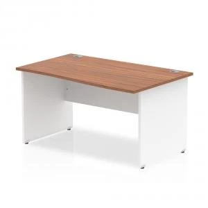Image of Trexus Desk Wave Right Hand Panel End 1400x800mm Walnut Top White