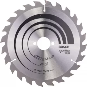 Image of Bosch Optiline Wood Cutting Saw Blade 200mm 24T 30mm