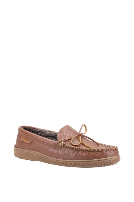 Image of Hush Puppies Hush Puppies Men 'Ace' Leather Slippers in Tan Size: 10 Tan 10 Male 5038600771407