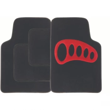 Image of Streetwize Carpet Mat Set 4 Piece Black with Red Heel Pad