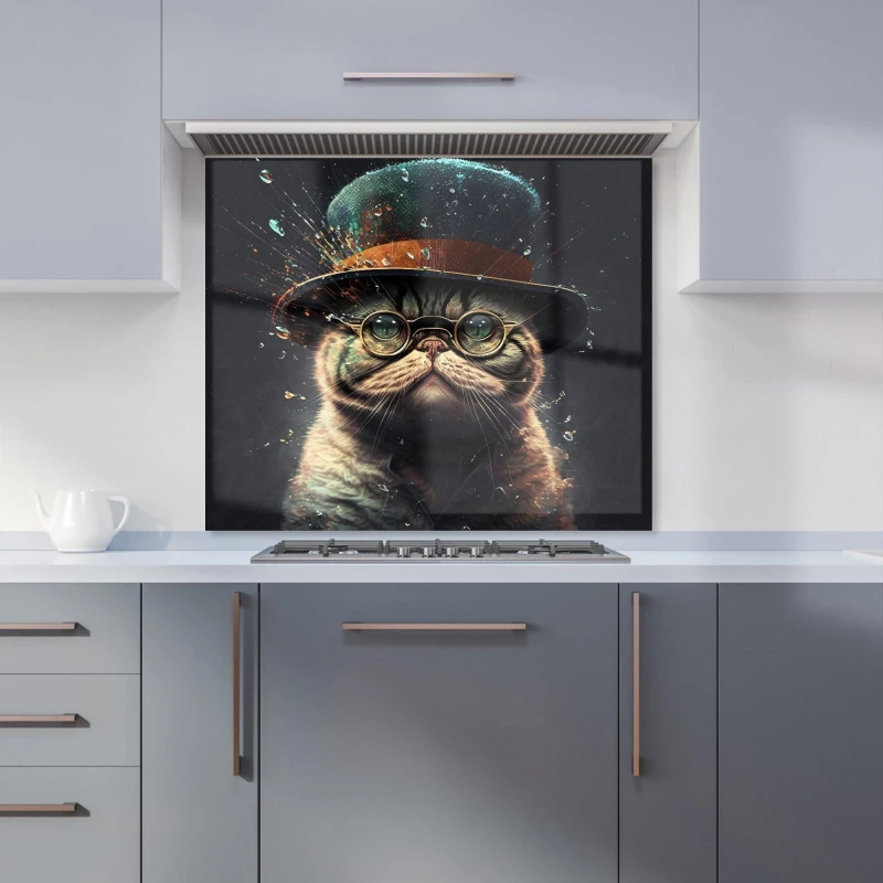 Image of Warren Reed - Designer Shorthair Cat Splashart Kitchen Splashback Size: 900mm x 750mm Multicolor Unisex 900mm x 750mm