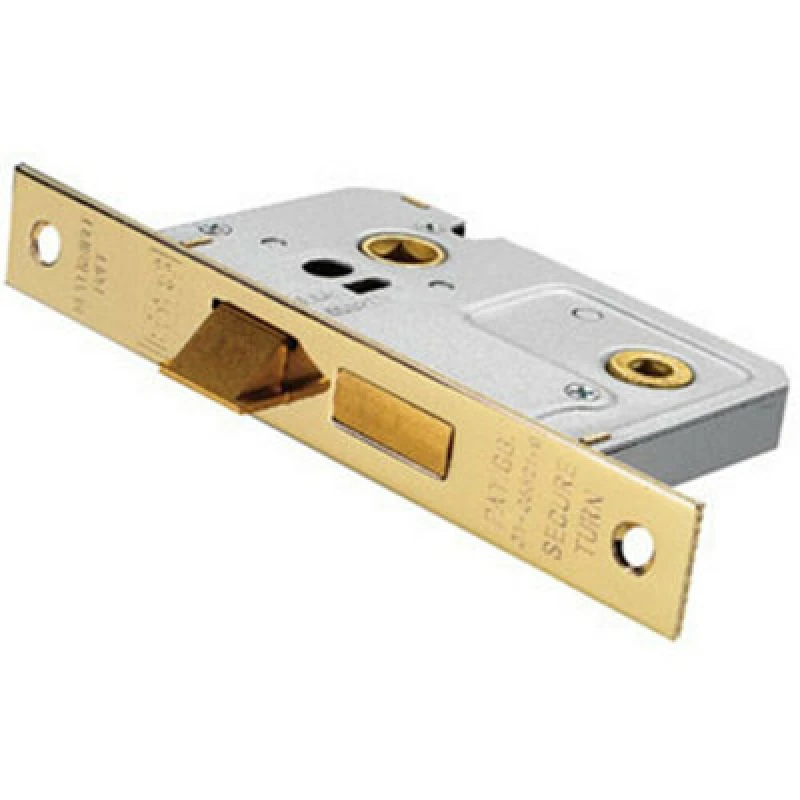 Image of Loops Locking Bathroom Door Sashlock Latch Square Forend 76mm Electro Brassed Metallics unisex