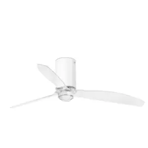 Image of Mini-Tube LED Shiny White, Transparent Ceiling Fan with DC Smart Motor - Remote Included, 3000K
