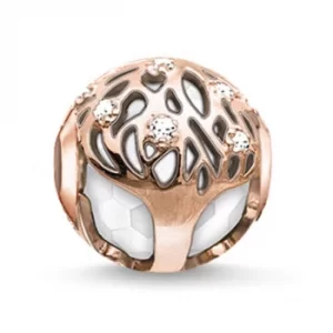 Image of THOMAS SABO Rose Gold Plated Tree Of Life White Karma Bead...