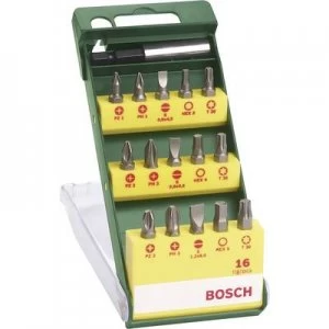 Image of Bosch Accessories Promoline 2607019453 Bit set 15 Piece Slot, Phillips, Pozidriv, Star, Allen
