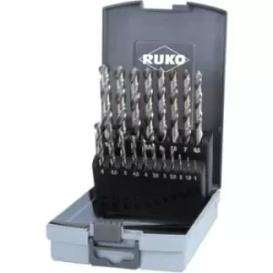 Image of RUKO 214214RO HSS-G Metal twist drill bit set 19 Piece DIN 338 Cylinder shank 1 Set