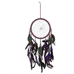 Image of Purple Peacock Feather Dreamcatcher