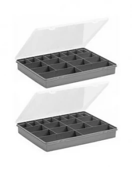 Image of Wham Organiser Boxes With 18 Divisions ; Set Of 2
