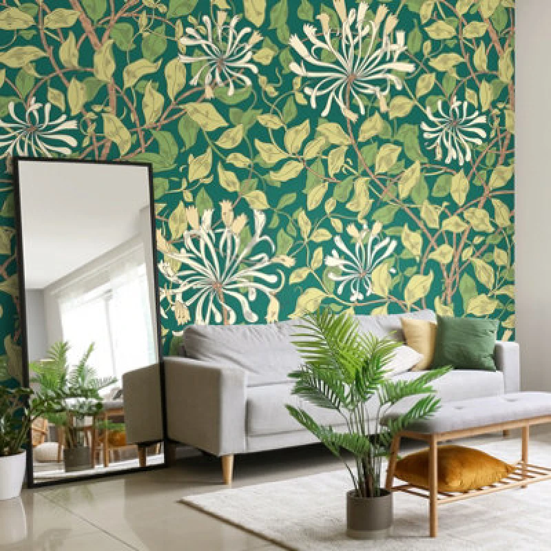 Image of Origin Murals Honeysuckle - Forest Green Matt Smooth Paste The Wall Mural 350Cm Wide X 280Cm High