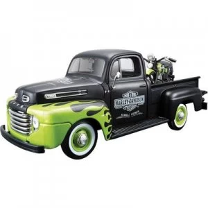 Image of Maisto Ford Pick Up F1 '48 und Modellmotorrad FL Panhead Harley Davidson 1:24 Model car