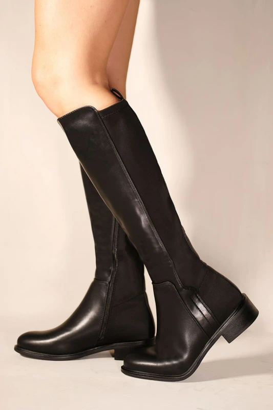 Image of Where's That From Womens 'Parker' Knee High Boots With Side Zip in Black Size: 6 Black Female 6
