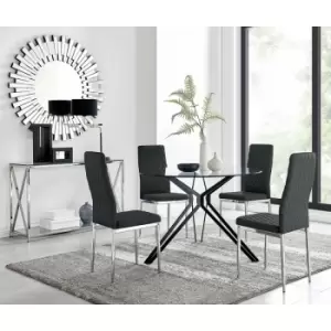 Image of Cascina Dining Table and 4 Black Milan Chairs - Black